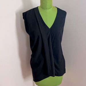 Zara black v-neck t-shirt with draped detail size L